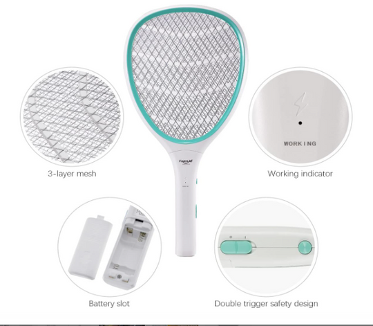 Handheld Bug Zapper Racket Electric Fly Swatter